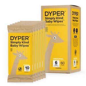 DYPER Baby Wipes | 99% Water Wipes | 100% Plant-Based | Sensitive Skin - 6 Count